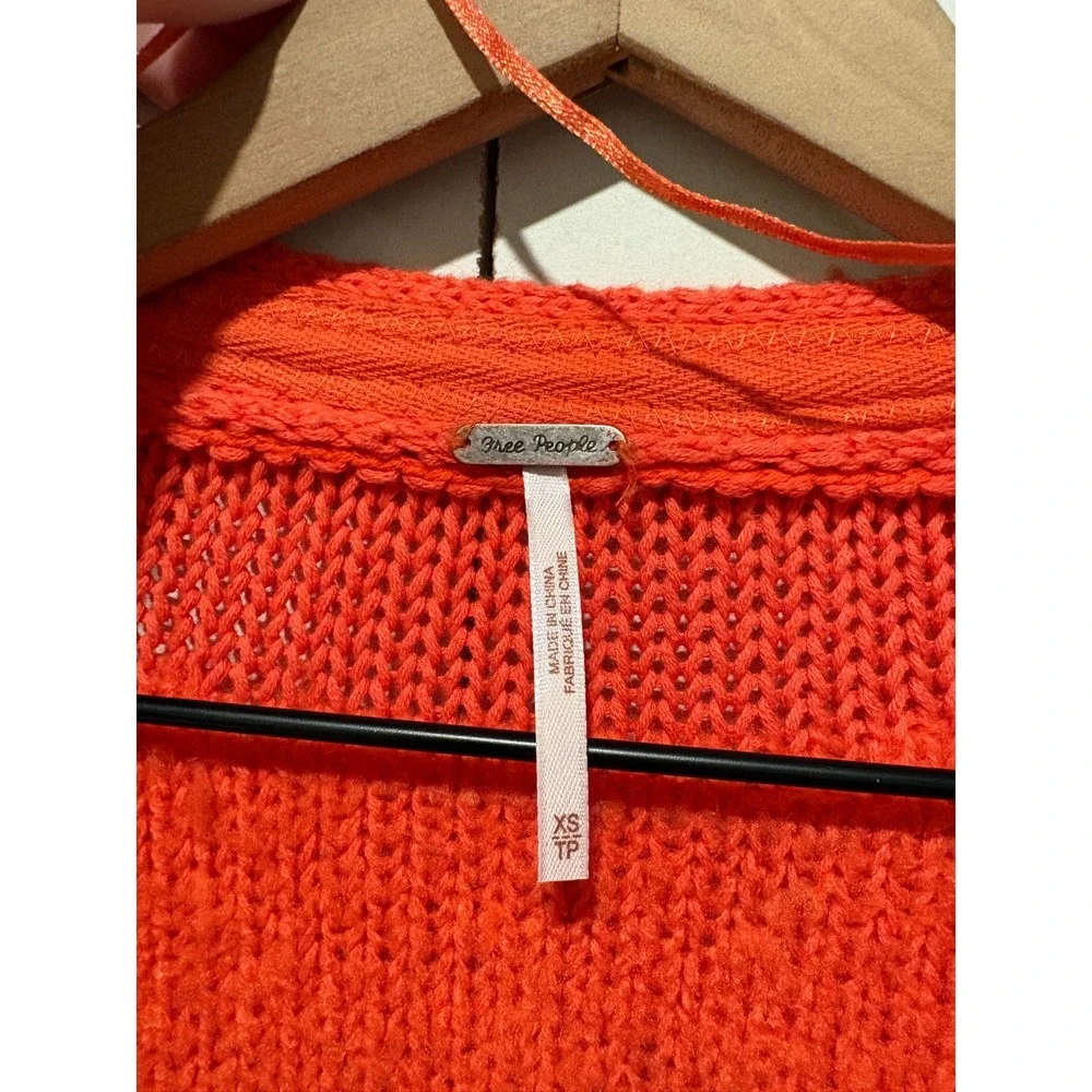 Free People Oversized Duster Cardigan XS Orange Boho Fuzzy Alpaca Wool Slouchy